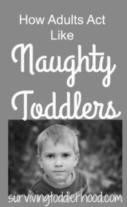 Ever have days your toddler acts more mature than you? Here are ways that adults act like toddlers, and how our children make us better adults.