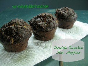 Chocolate Zucchini Flax Muffins