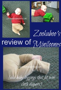 Review of Zookaboo's Miniloones (aka baby leggings that will fit over cloth diapers}