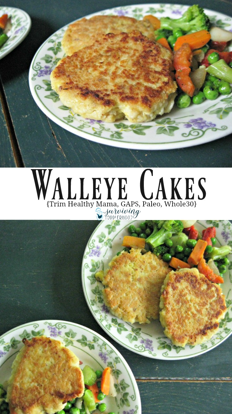 These Walleye cakes are perfect for those following Trim Healthy Mama, GAPS, Whole30 or a Paleo diet. They only take a couple of minutes to mix together, perfect for those rushed days where you are trying to get a healthy filling lunch in. If you are following Trim Healthy Mama, these can be made S or E style, the recipe includes instructions for both meal types. If you are on the GAPS diet, these can be introduced in stage 3. Whole30 and Paleo followers can eat these delicious fishcakes whenever. :-)