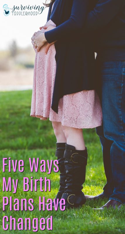Five Ways My Birth Plans Have Changed after having 3 drastically different birth experiences, including cesarean, vbac, and augmented vbac. #momtips #birthwithoutfear #vbac #cesarean #pregnancytips
